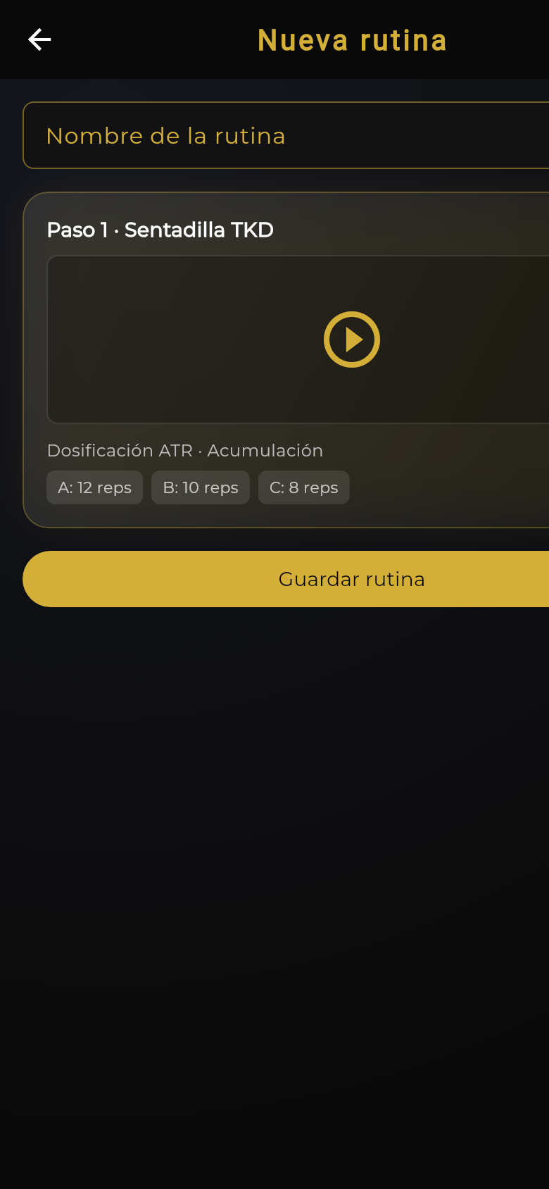 Editor de rutina con pasos y dosificación