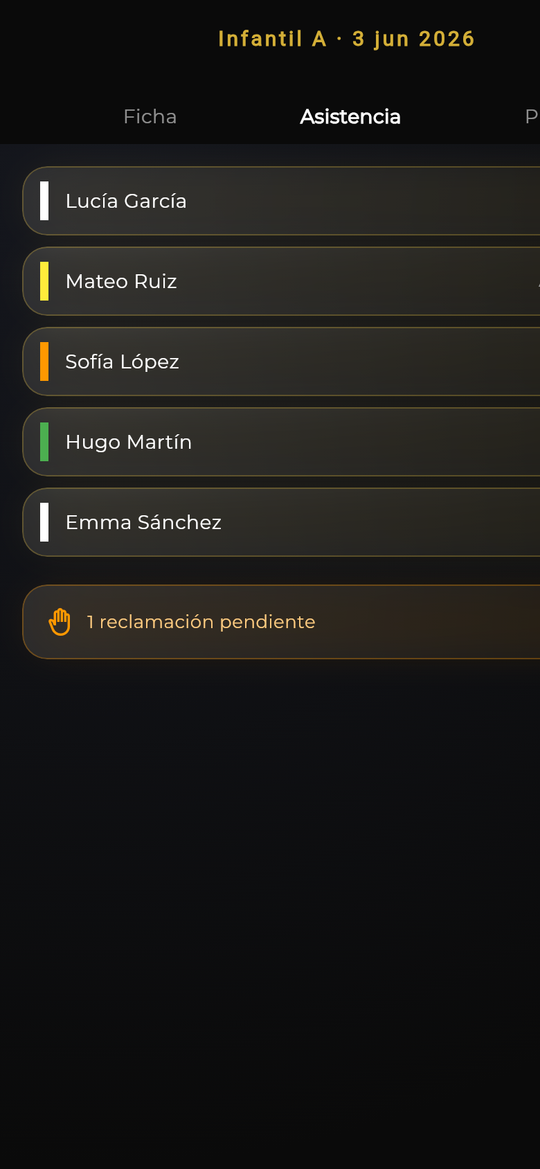 Registro de asistencia por sesión